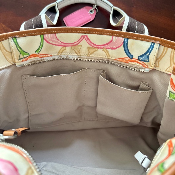 Coach Hampton Scribble Canvas Bag Tote Multicolor Y2K *FLAWED* - Picture 14 of 16